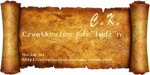 Czvetkovics Kálmán névjegykártya